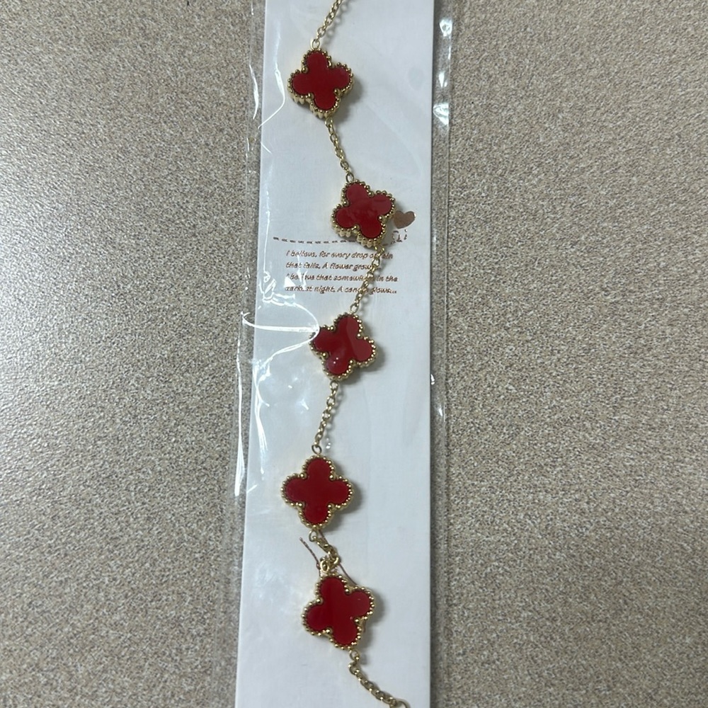 Red clover bracelet.